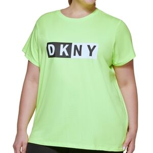 DKNY Plus Size T shirt Logo Tee Green 3X